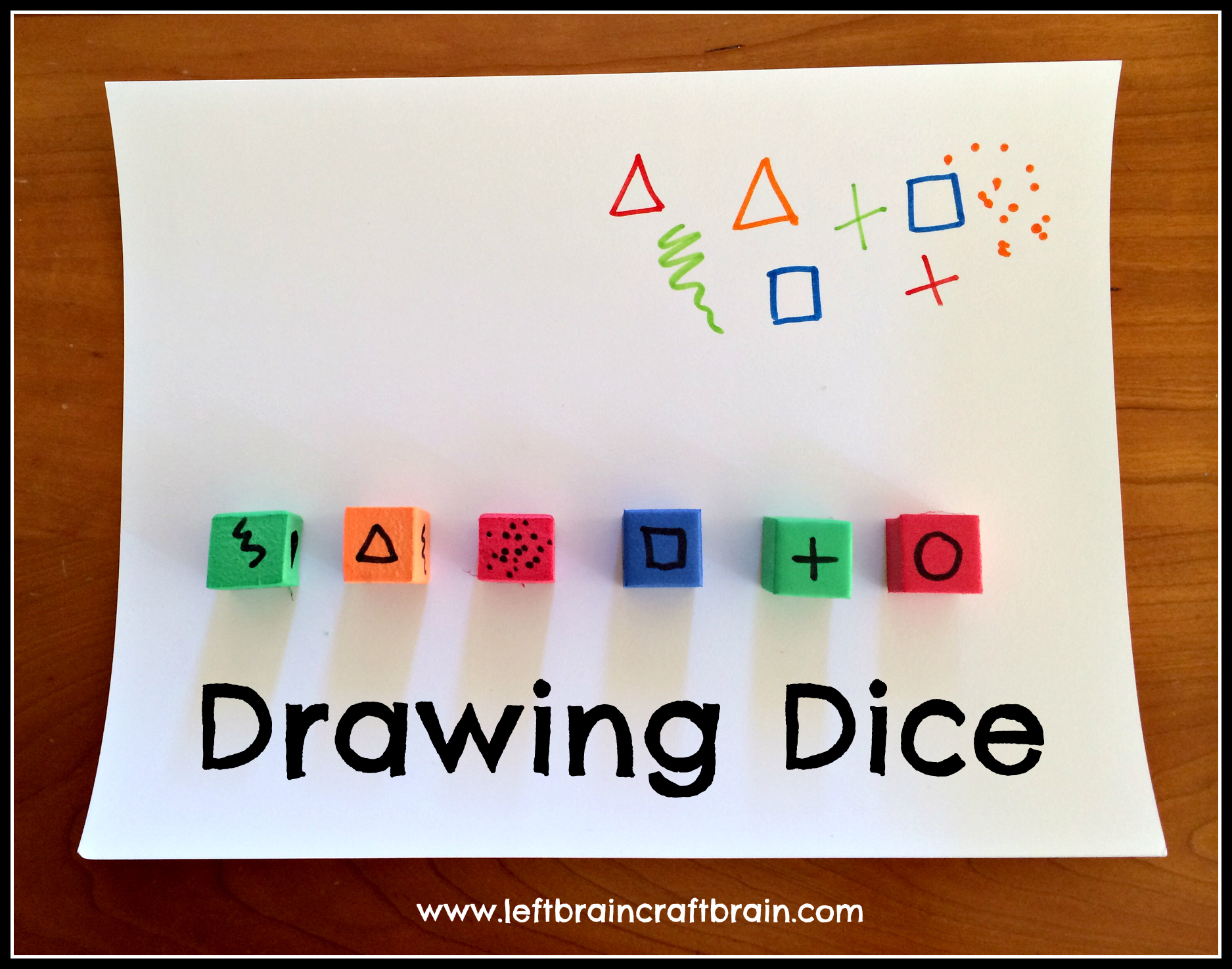drawing dice with text