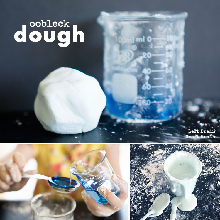 Have some messy science fun with this easy to make oobleck dough.