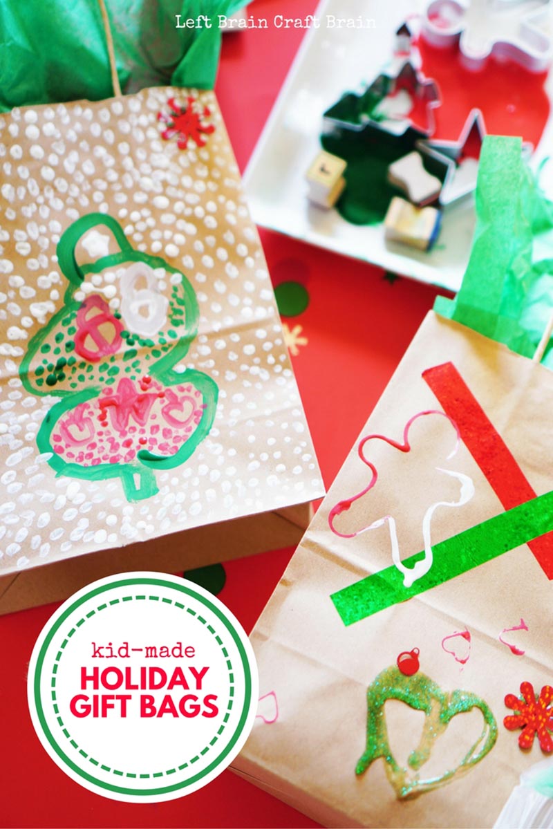A festive process art project turns into a wonderful gift with these kid-made holiday gift bags.