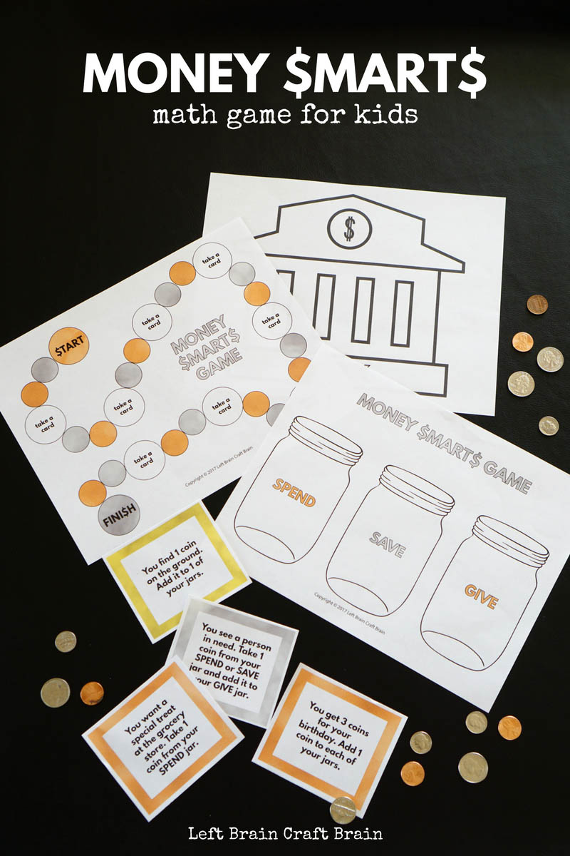Teach your kids to be smart with their money with this printable Money Smarts Money Math game.