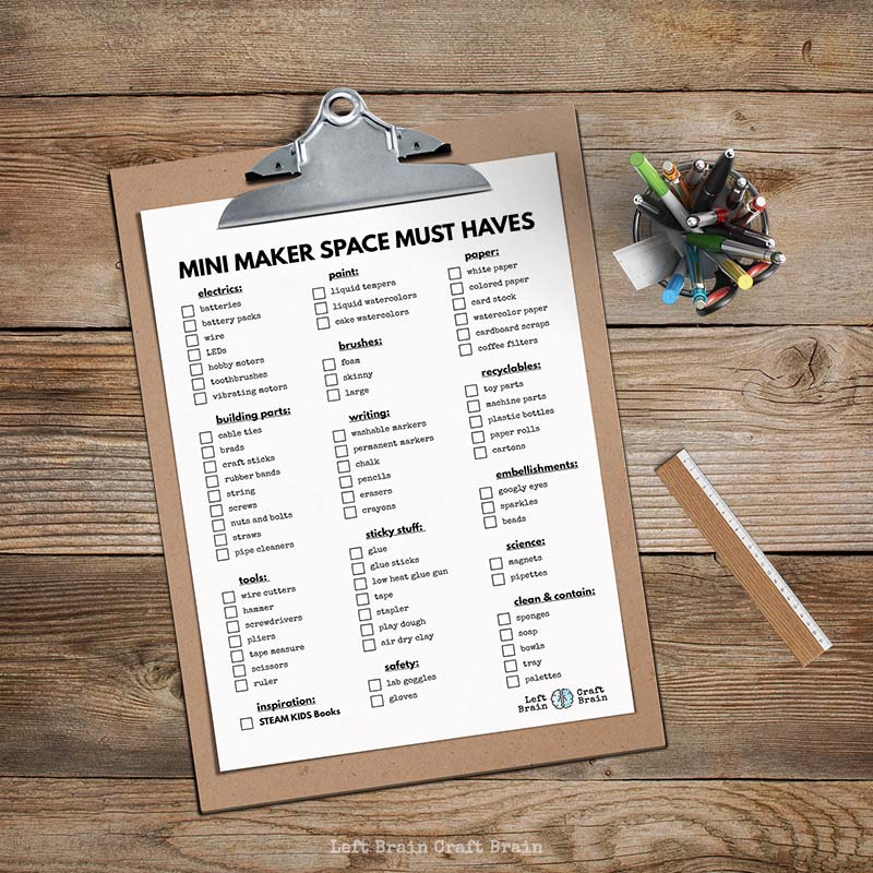 Mini Maker Space Must Haves Checklist with Supplies