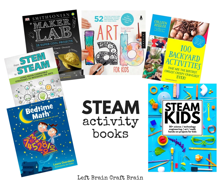 Check out this summer STEAM book list for cool activity, fiction and non-fiction books packed with science, tech, engineering, art, & math fun for kids.