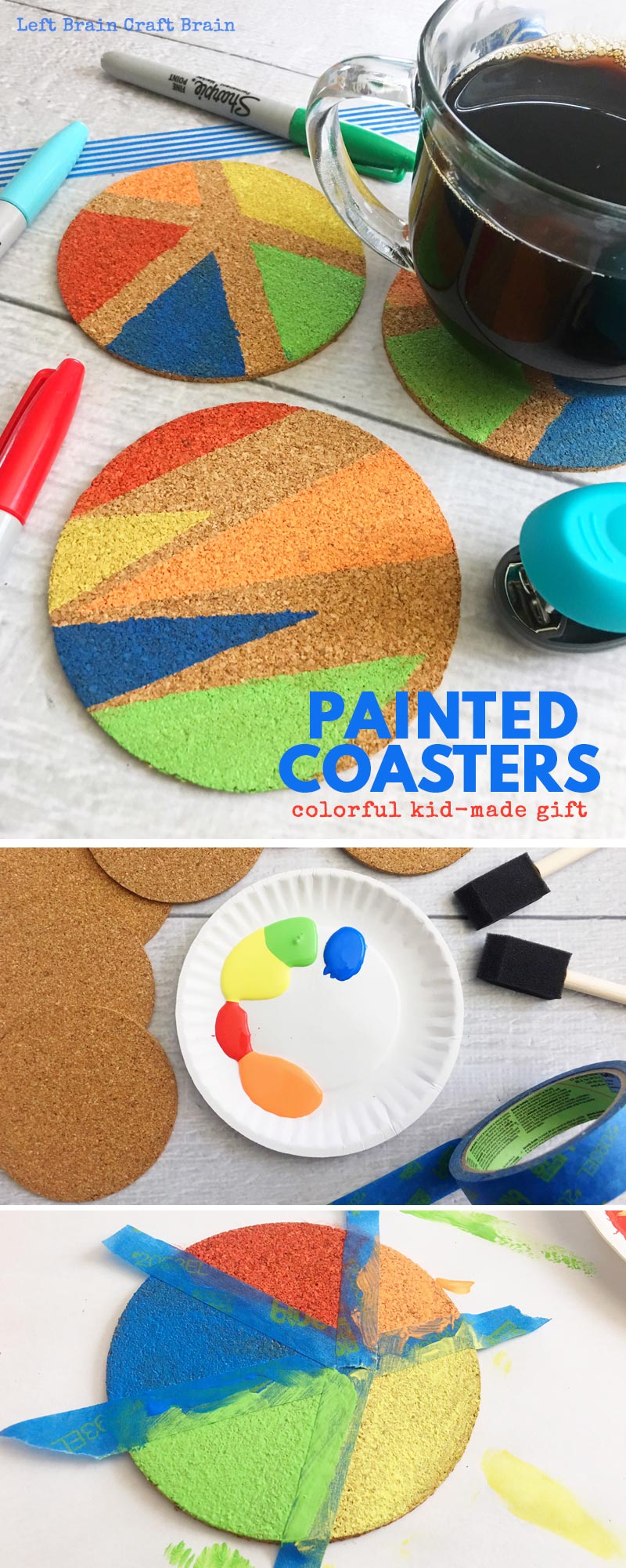Create these beautiful DIY painted coasters for your Mother's Day gift or Father's Day gift! It's a math art activity for your creative kids that like creating homemade gifts. 