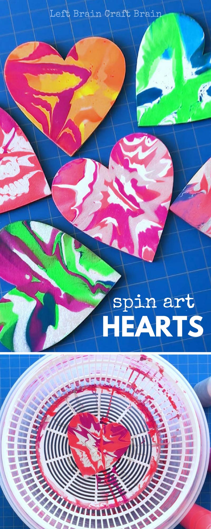 Get out the salad spinner, do some spin painting and make these gorgeous Spin Art Hearts!! They're gorgeously swirly and every heart is unique, just like the kids that make them. And the science behind the swirl makes them a perfect STEAM project! They make great Valentines too!