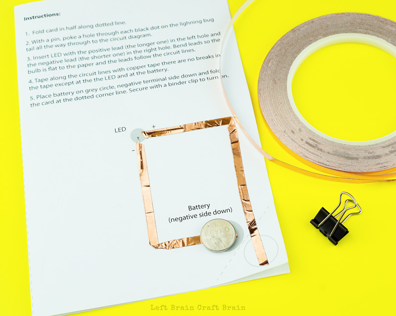 Build the paper circuit for the lightning bug paper circuit card.