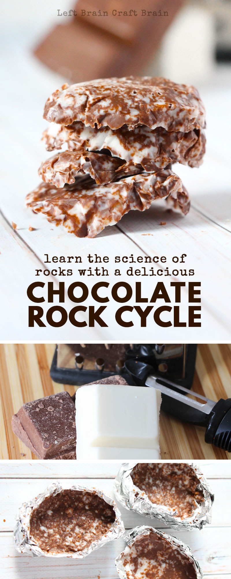 Learn about sedimentary, igneous, and metamorphic types of rocks with this delicious rock cycle made of chocolate rocks. Includes a printable rock cycle diagram perfect for classrooms and homeschool too.