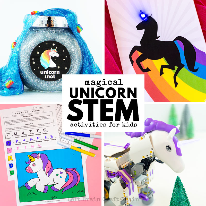 Kids will love these unicorn STEM activities like unicorn robots, unicorn science experiments, unicorn coding, and more!