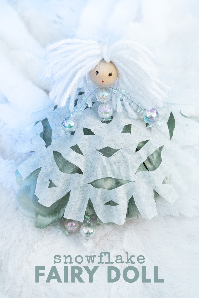 Make this sweet and magical Snow Fairy Doll from paper snowflakes and silk flowers. Each one is wonderfully unique, just like snowflakes! This is a festive kid-made ornament or craft for the Christmas tree or anytime this winter.