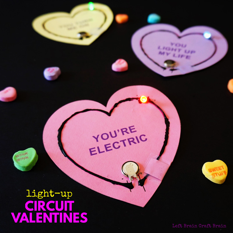 Build a light-up Valentine with this free conversation heart printable, electric paint & LED's. Great STEM activity for aspiring electrical engineers.
