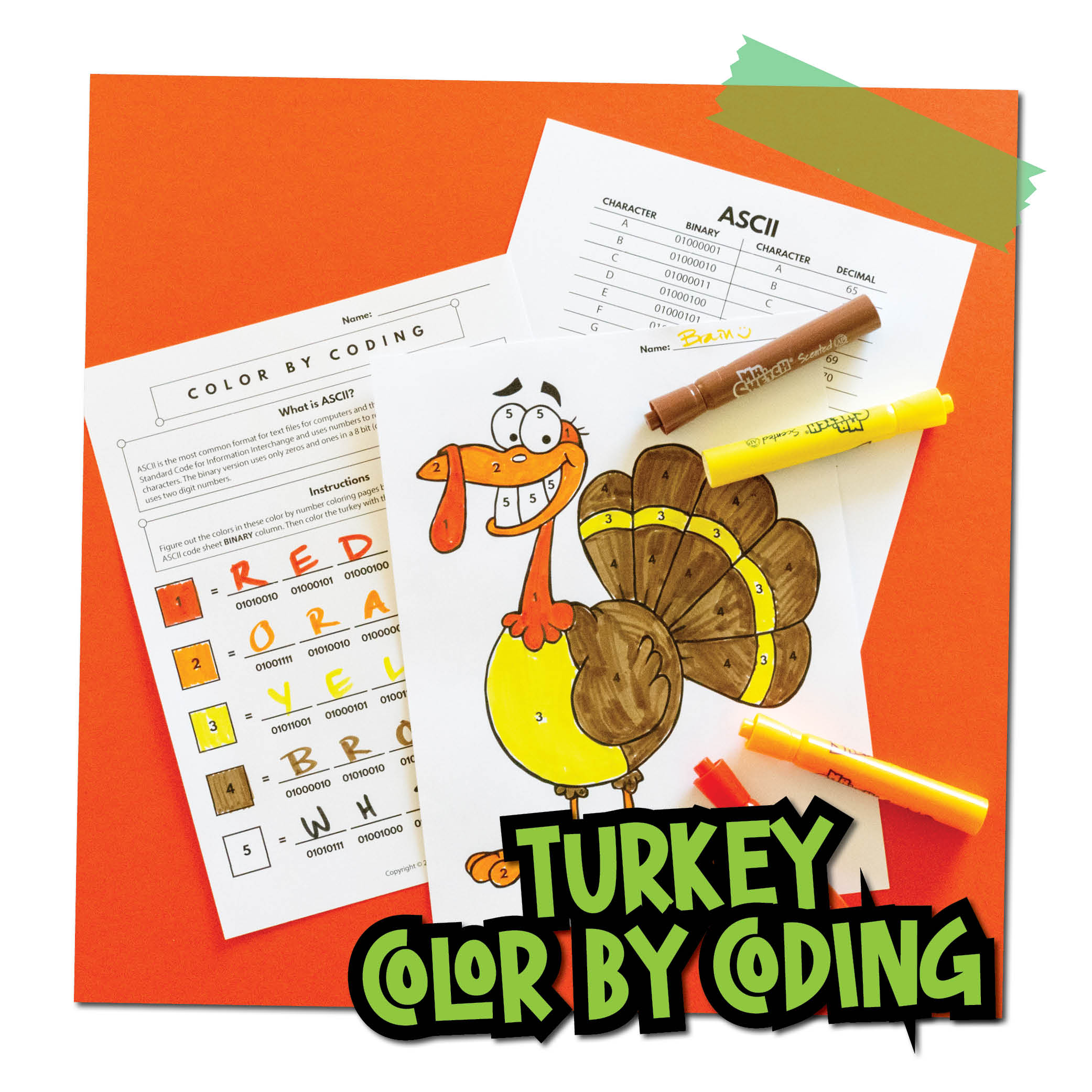 Turkey Color by Coding - Activity Pic