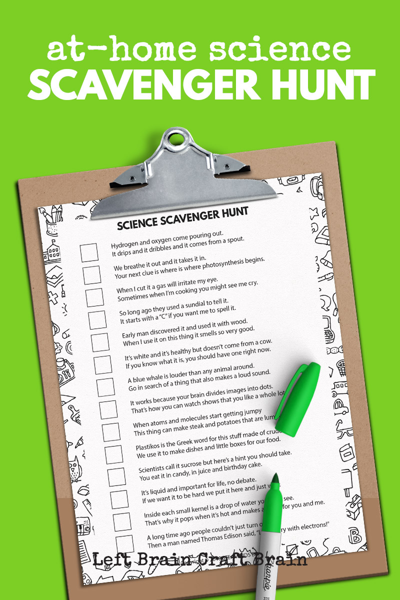 Kids will love solving the riddles and finding the household items in this At-Home Science Scavenger Hunt. It's perfect for homework or distance learning.