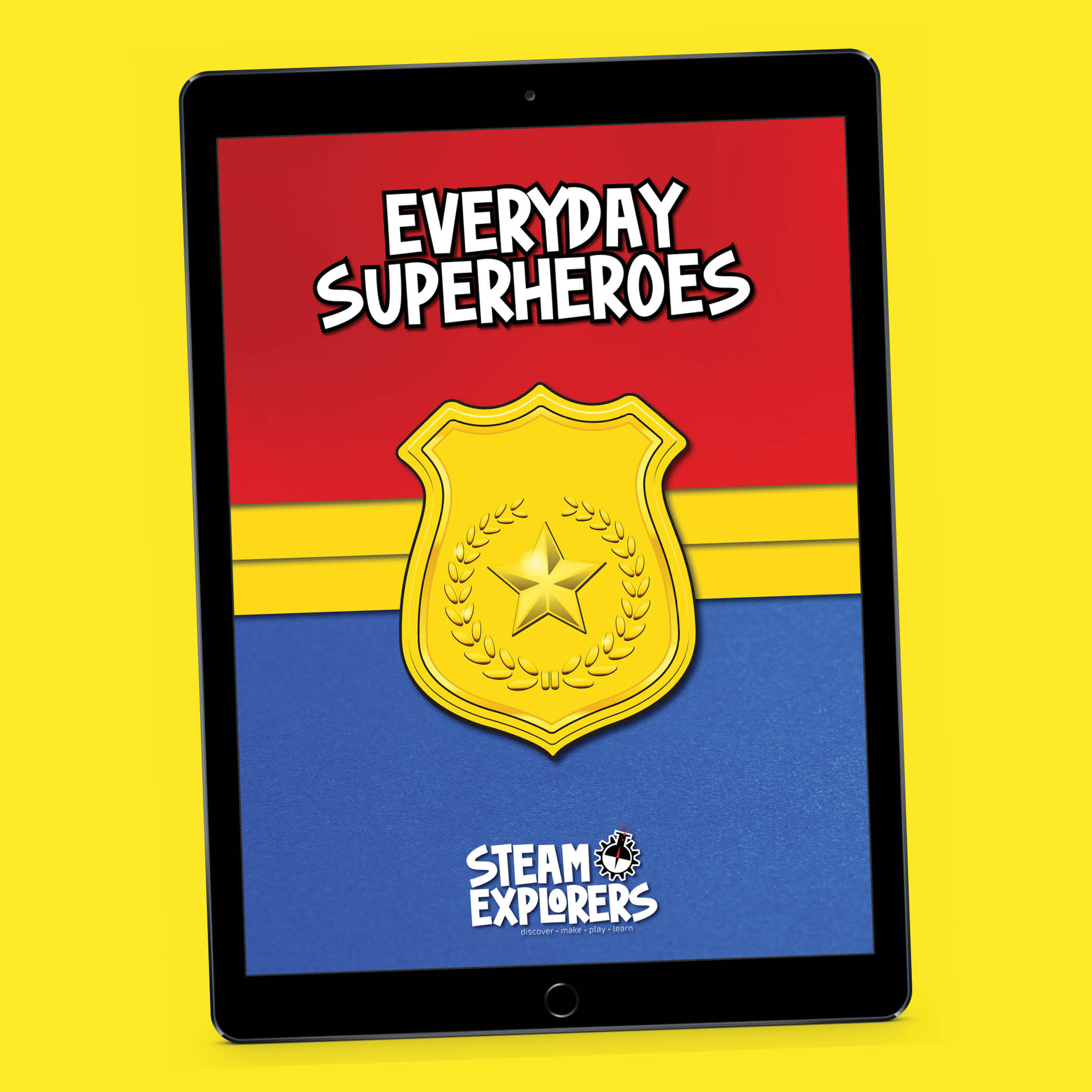 everyday Superheroes ipad on angle yellow