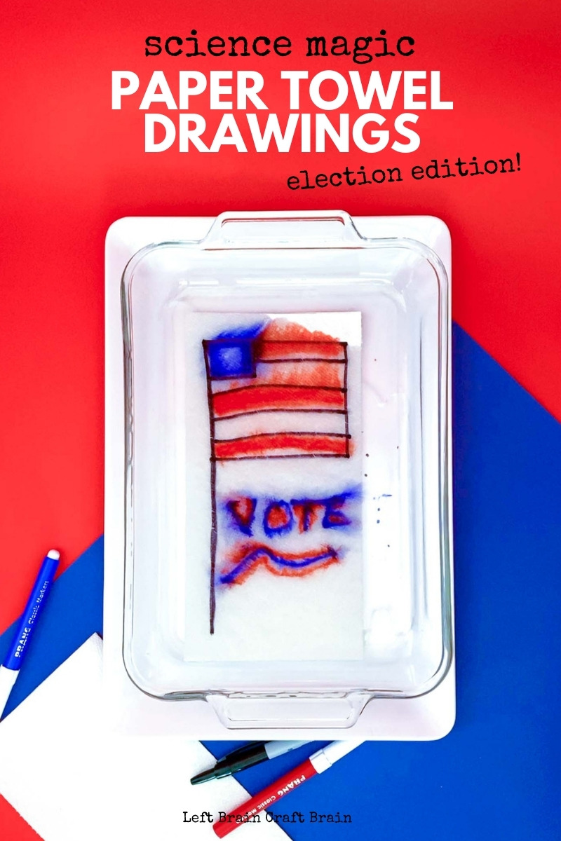 Make these paper towel drawings magically appear with science! This project is a quick and easy STEAM project that's fun for election day or any day!