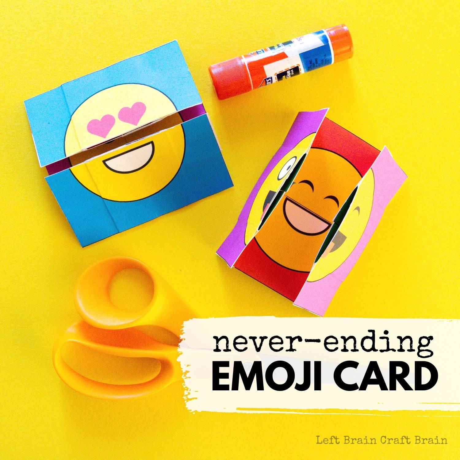 How to Make a Never-ending Emoji Card on yellow with glue stick