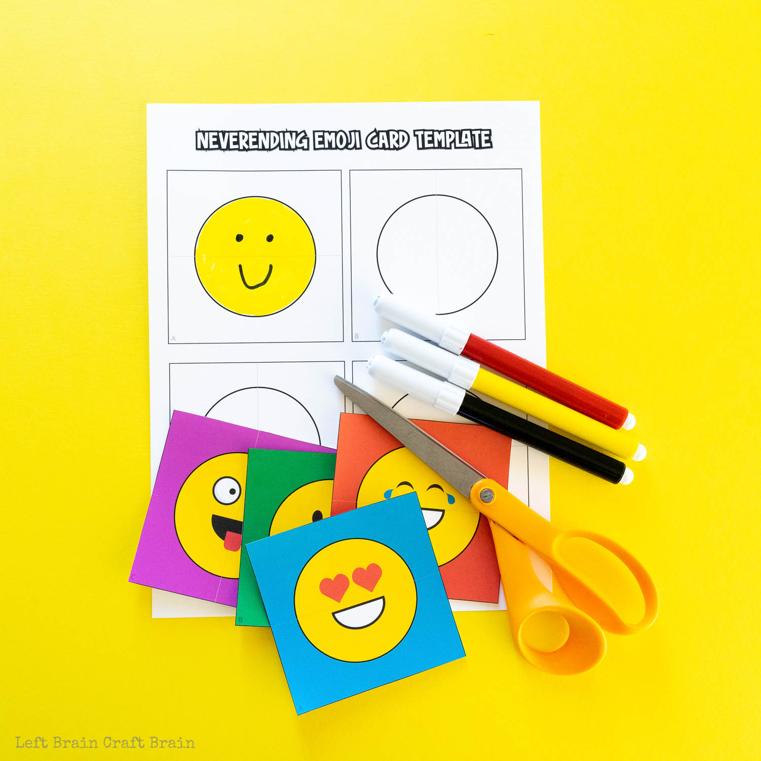 never-ending emoji card supplies markers template scissors