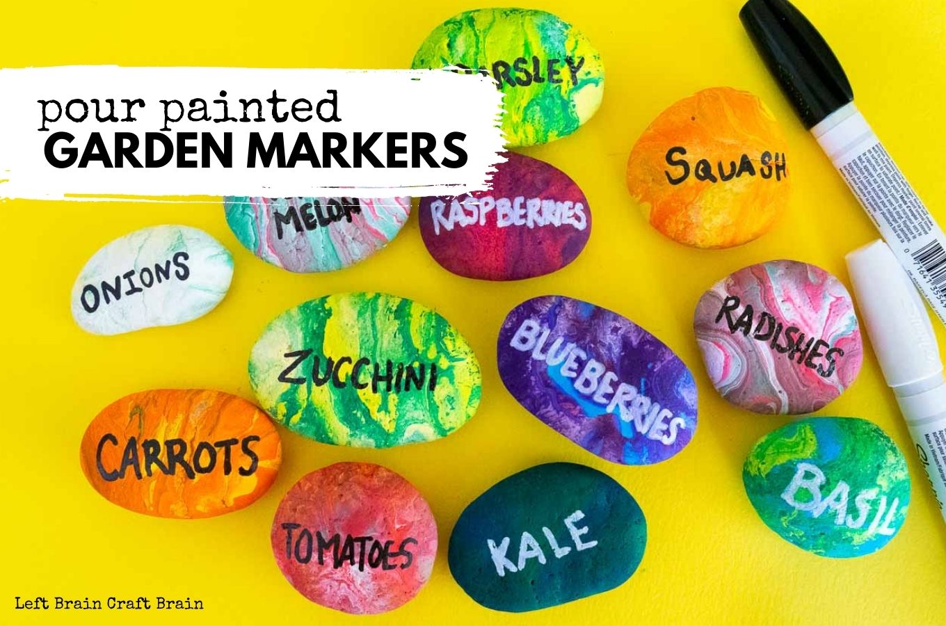pour painted rock garden markers