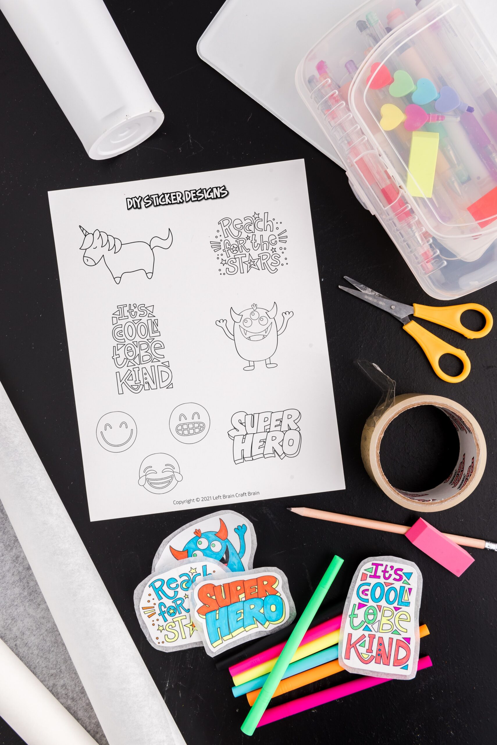 DIY stickers supplies scissors, printable template, tape, parchment paper Make your own DIY stickers with a super easy process using basic supplies. Kids will love this activity. They're fun to add to presents, too.